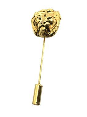 Anne Klein Vintage Signature Couture Lion Head Gold Tone Hat Stick Pin Brooch